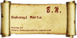Bakonyi Márta névjegykártya